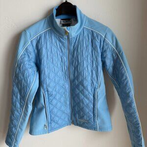 Obermeyer Women's Size 8 Quilted Ski Jacket Light Blue White Piping Insulated